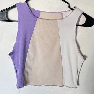 Color Block Cropped Tank Top - Size Small